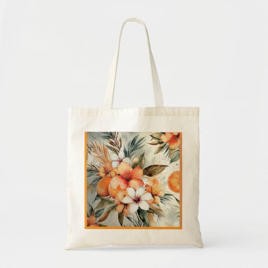 Tropical Bloom & Citrus Dream – Waterverf Patter Tote Bag (Voorkant)