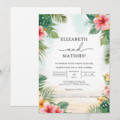 Tropical Bloom Paradise Wedding Kaart (Voorkant / Achterkant)