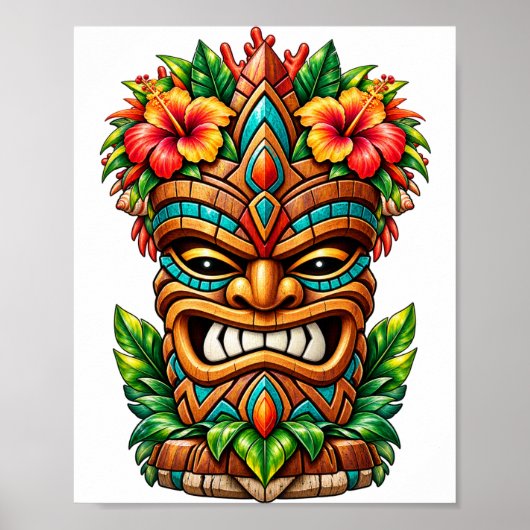 Tropical Bloom Tiki Mask Poster (Voorkant)