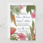 Tropical Bloom Wedding Invitation Kaart (Voorkant)