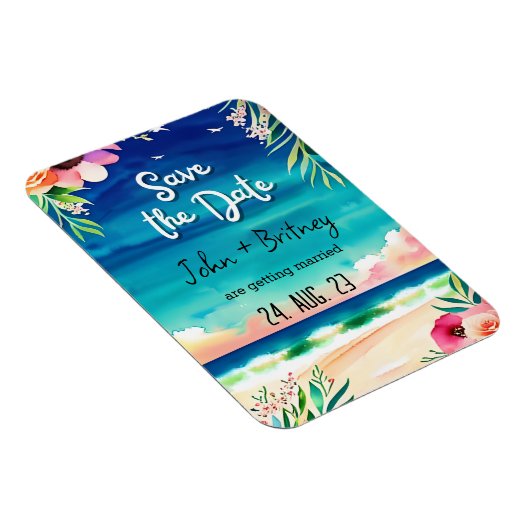 Tropical Blooms: Wedding Save the Dat Magneet (Rechterzijde)