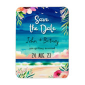 Tropical Blooms: Wedding Save the Dat Magneet (Verticaal)