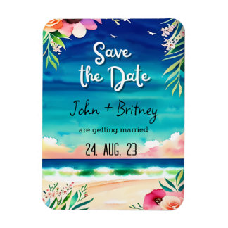 Tropical Blooms: Wedding Save the Dat Magneet