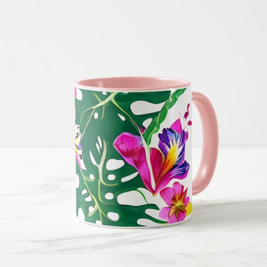 Tropical Blossom Mok: natuur's slok van elegantie Mok (Voorkant rechts)