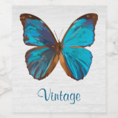 Tropical Blue and Turquoise Gem Colored Butterfly Wijn Etiket (Enkel label)