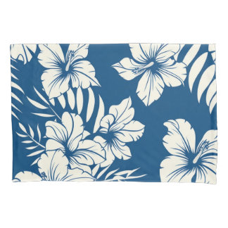 Tropical Blue and White Floral Pillowcase Kussensloop