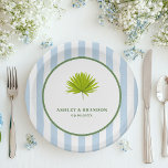 Tropical Blue Cabana Stripe Coastal Retro Wedding Papieren Bordje<br><div class="desc">Bring a fresh coastal touch to your celebration with these tropical theme paper plates. The classic blue cabana stripe design creates a relaxed beachside feel, perfect for coastal weddings, tropical receptions, rehearsal dinners, or seaside bridal showers. The clean retro style pairs beautifully with tropical décor, island-inspired details, and beach wedding...</div>