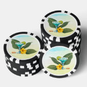 Tropical Blue Drink Hibiscus and Leaves Poker Chips (Opstapeling)