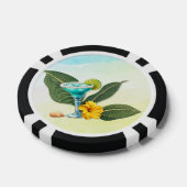 Tropical Blue Drink Hibiscus and Leaves Poker Chips (Enkel)