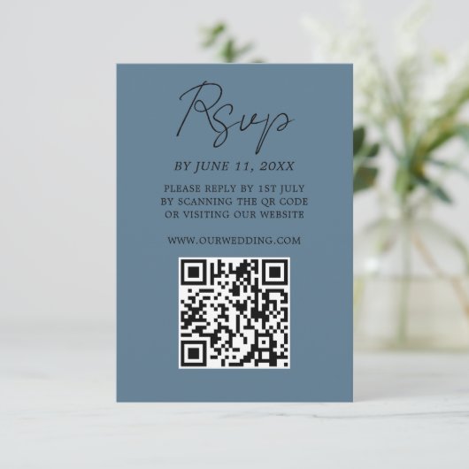 Tropical Blue Ginkgo Leaf Wedding RSVP Kaart (Staand voorkant)