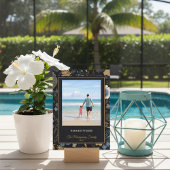 Tropical Blue Gold Flowers Warm Wishes Feestdagenkaart