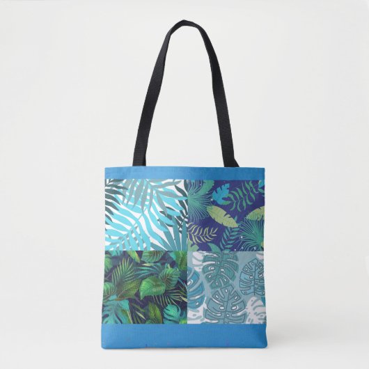 Tropical Blue Hawaii Crazy Quilt Tote Bag (Voorkant)