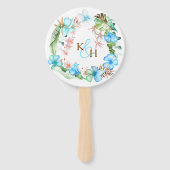 Tropical Blue Hibiscus Wreath Wedding Handwaaier (Voorkant)