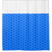 Tropical Blue Honeycomb Pattern White Top Pet Douchegordijn (Voorkant)