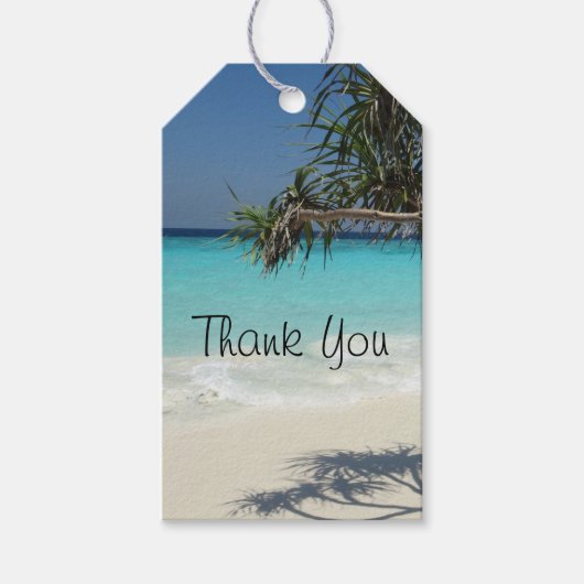 Tropical Blue Ocean Beach Scene Foto Dank u Cadeaulabel (Voorkant)