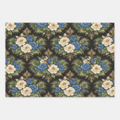 Tropical Blue Palm Floral Inpakpapier Vel (Voorkant 2)