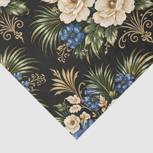 Tropical Blue Palm Floral Tissuepapier (Detail)