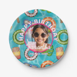 Tropical Blue Pool Party Birthday Paper Plates Papieren Bordje