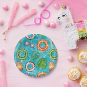 Tropical Blue Pool Party Verjaardag Papieren Bordje (Feest)