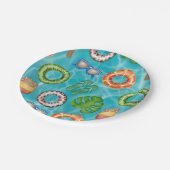 Tropical Blue Pool Party Verjaardag Papieren Bordje (Gekanteld)