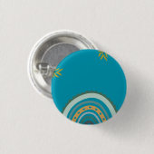 Tropical blue teal ronde button 3,2 cm (Voorkant /achterkant)