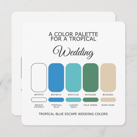 Tropical Blue Wedding Color Palette Card Kaart (Voorkant / Achterkant)