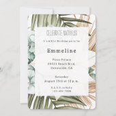 Tropical Blue White Flowers Birthday   Kaart (Voorkant)