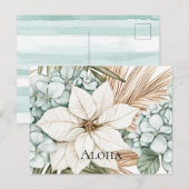 Tropical Blue White Flowers   Briefkaart (Voorkant / Achterkant)