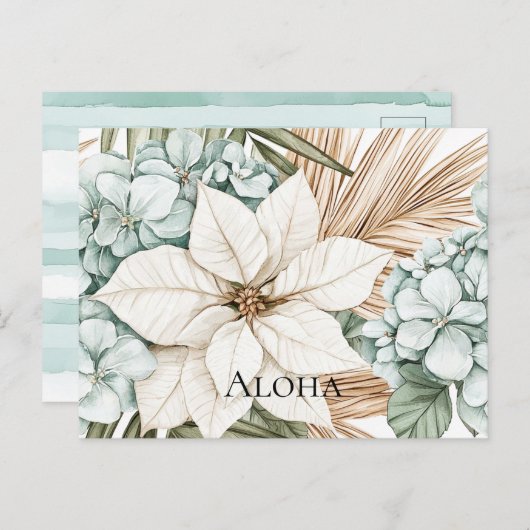 Tropical Blue White Flowers   Briefkaart (Voorkant / Achterkant)
