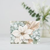 Tropical Blue White Flowers   Briefkaart (Staand voorkant)