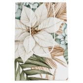 Tropical Blue White Flowers Wedding Medium Cadeauzakje (Achterkant)