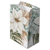 Tropical Blue White Flowers Wedding Medium Cadeauzakje (Achterkant Gekanteld)