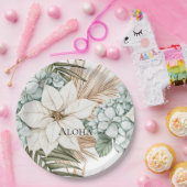 Tropical Blue White Flowers Wedding Papieren Bordje (Feest)