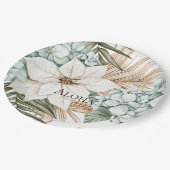 Tropical Blue White Flowers Wedding Papieren Bordje (Gekanteld)