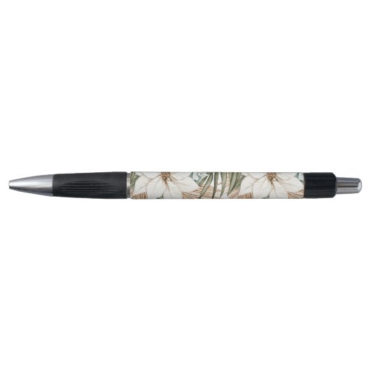 Tropical Blue White Flowers Wedding Pen (Voorkant)