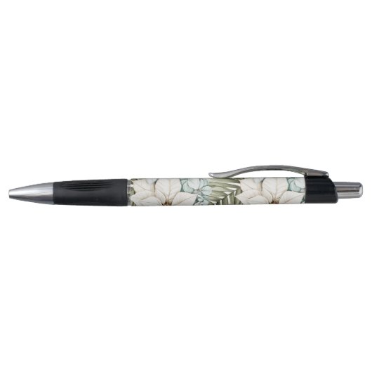 Tropical Blue White Flowers Wedding Pen (Bovenkant)