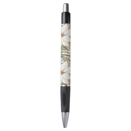 Tropical Blue White Flowers Wedding Pen (Voorkant Verticaal)