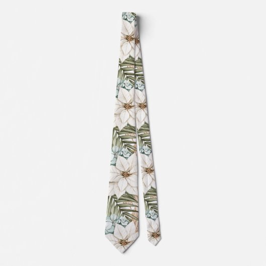 Tropical Blue White Flowers Wedding Stropdas (Voorkant)