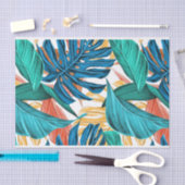 Tropical Blue yelllow leaves Tissuepapier (Craft)