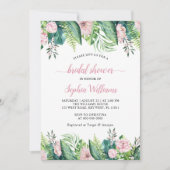 Tropical`Blush Bloemen Bruids Douche Uitnodiging (Voorkant)