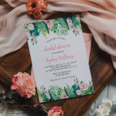 Tropical`Blush Bloemen Bruids Douche Uitnodiging