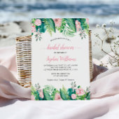 Tropical`Blush Bloemen Bruids Douche Uitnodiging