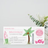 Tropical Boarding Pass Verjaardag uitnodiging (Staand voorkant)