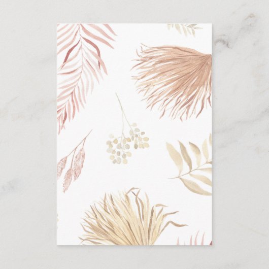 Tropical Bohemian Blush Receptie Card Informatiekaartje (Achterkant)