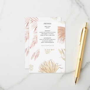 Tropical Bohemian Blush Receptie Card Informatiekaartje
