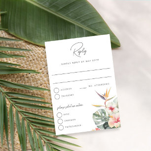 Tropical Boho Botanical Wedding Reactie RSVP Kaartje