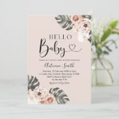 Tropical Boho Floral Hallo Baby Baby shower Kaart (Staand voorkant)