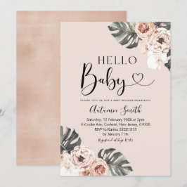 Tropical Boho Floral Hallo Baby Baby shower Kaart