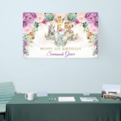 Tropical Boho Oerwoud Safari Animals Happy Birthda Spandoek (Beurs)