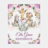 Tropical Boho Oerwoud Safari Wilde Dieren Baby Mei Fleece Deken (Voorkant)